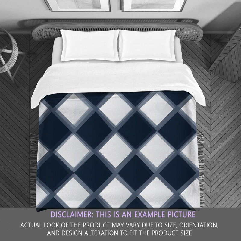 Machine Printed Comforter, King Comforter, Navy/Silver Argyle