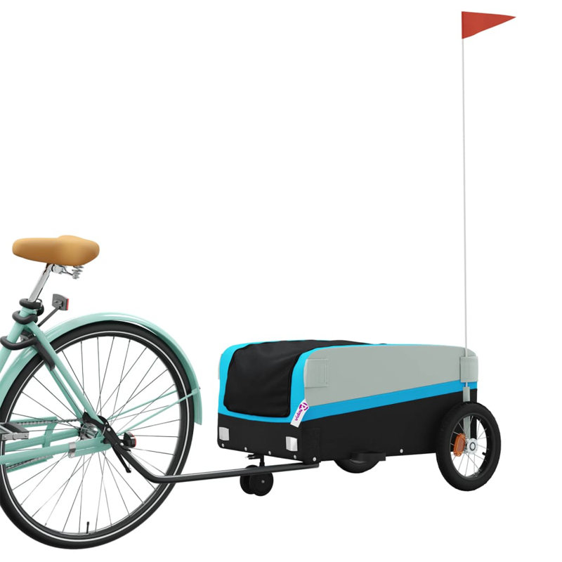 Remorque de vélo en fer noir et jaune 99,2 lb Vidaxl, H 1,74 pi x l 4 pi x P 1,74 pi, Bleu