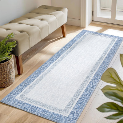 Tapis moderne lavable à la machine avec bordure en caoutchouc antidérapant à faible épaisseur pour salon, chambre à coucher, cuisine, salle à manger