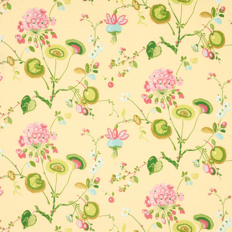 Vasily Linen Fabric, Green/Yellow