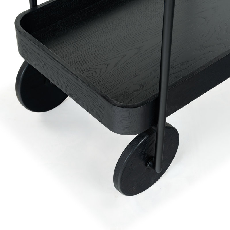 Malek Wood 2 Shelf Bar Cart, Black