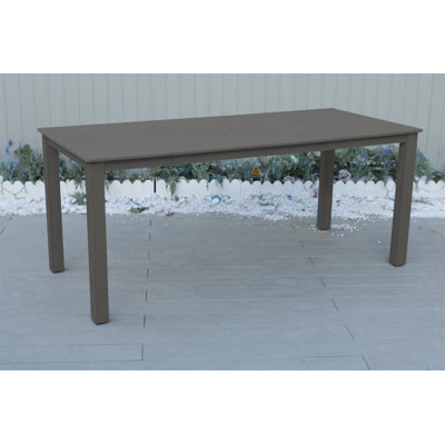 A wooden-textured imitation wood dining table, simple yet with a high quality feel. It has a small tabletop and is perfect for outdoor picnics. Charcoal gray, 68.9 inches.