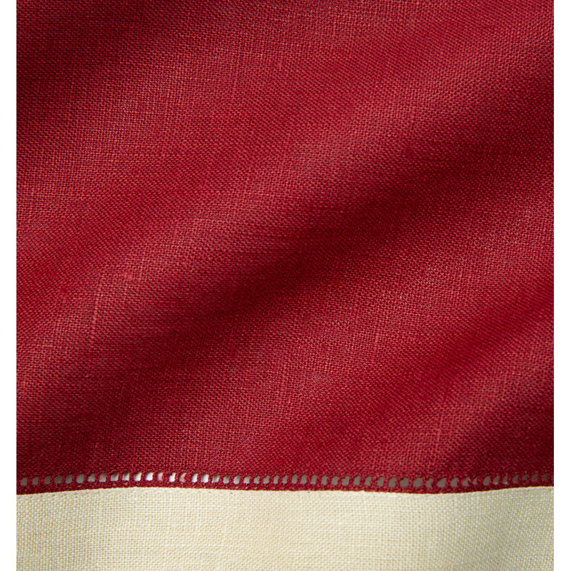 Roma Linen Square Napkins, Cinnabar/Stone