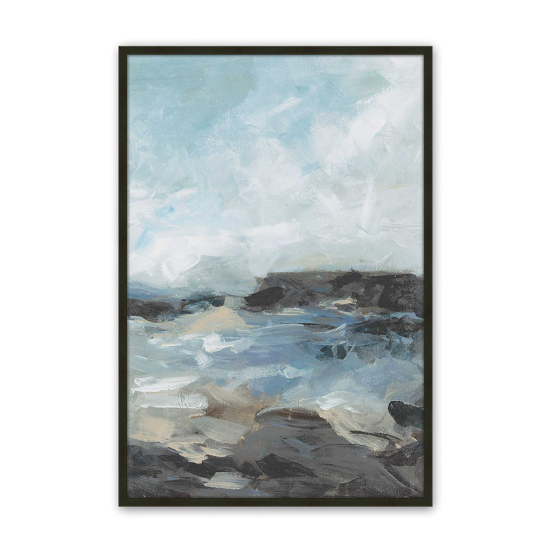 Imprimé Windswept Waters II, H 25 po x l 19 po, Noir satiné