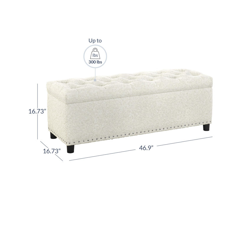 Upholstered Ottoman, Black, White