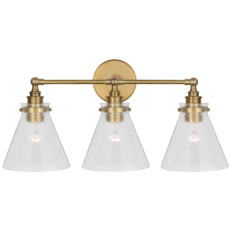 Parkington 3 - Light Vanity Light, Antique Burnished Brass, White