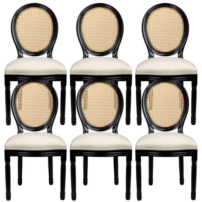 Chaise d'appoint rembourrée H 18,9 po Amando (PE rotin), 6, Crème, Gloss Black