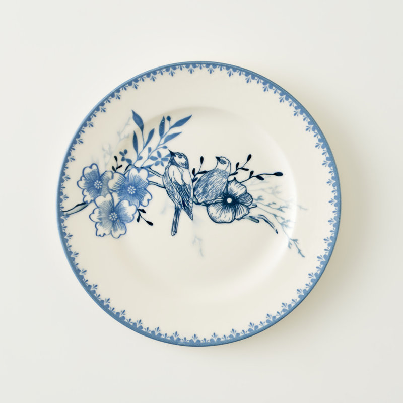Assiette plate en porcelaine Bleu Blanc