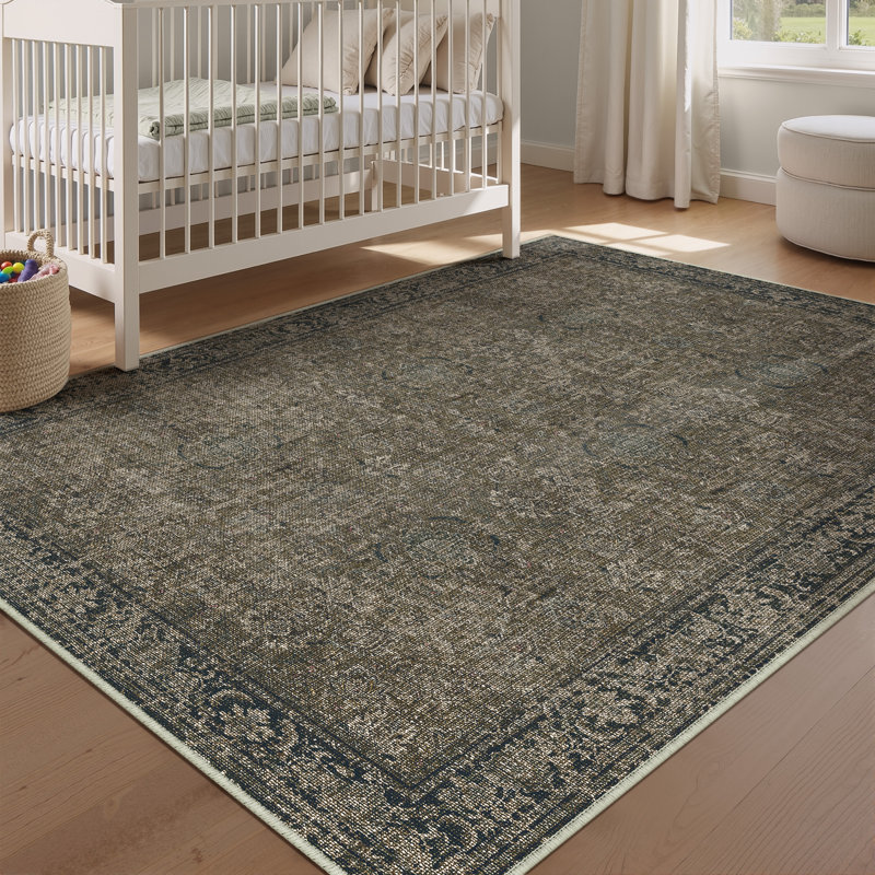 Ainez Tranditional Oriental Machine Washable Area Rugs With Non-Slip Backing, Rectangle 3' x 5'