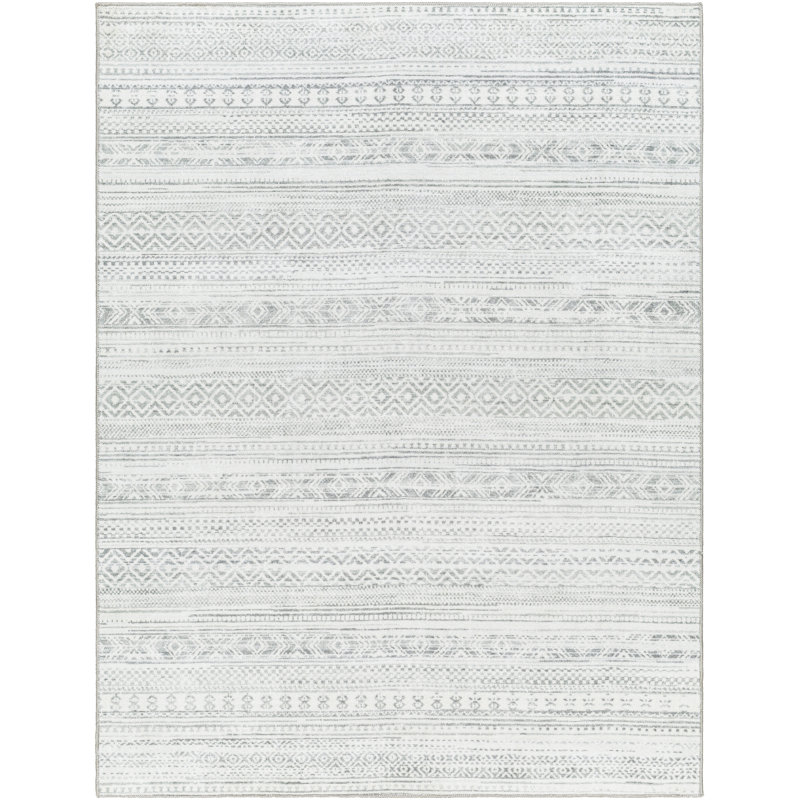 Tapis argenté clair Demetra, Rectangle 8 pi 10 po x 11 pi 9 po