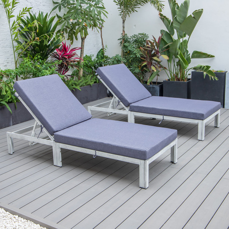 Chaise longue simple avec coussins Chelsea, Bleu