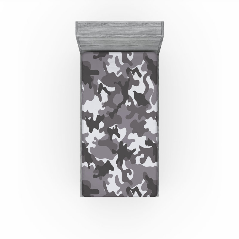 Drap-housse orange Ambesonne, Drap-housse pour lit simple TG, Camouflage gris / noix de coco