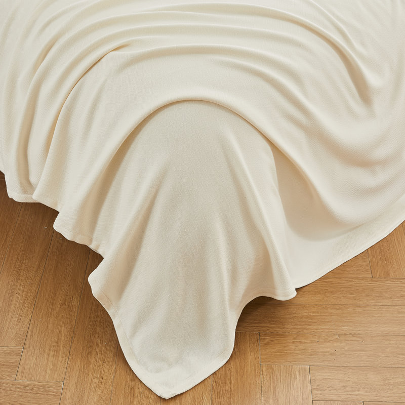 Couverture en coton rayonne de bambou Diamond, Crème, crème, Grand lit