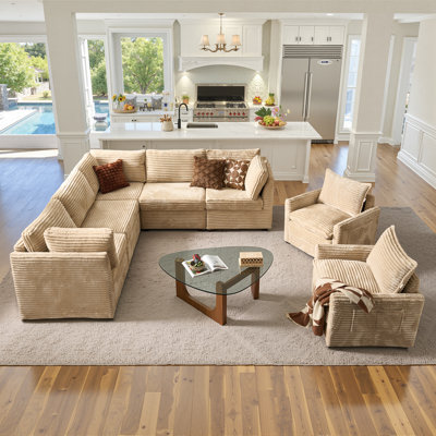 4-piece Living Room Set – Modular Sectional Sofa With 2 Swivel Chairs