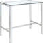 Salle à manger contemporaine 5 places avec finitions soignées, table rectangulaire en verre et sièges en acrylique transparent pour une ambiance raffinée.