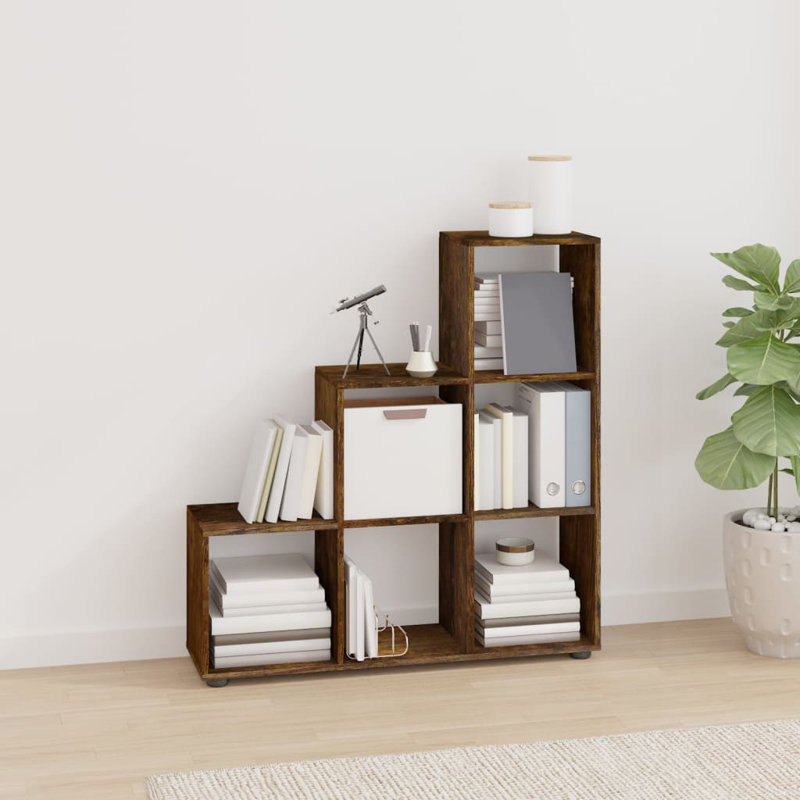 Tambellini Cube Bookcase, Smoked Oak, 104 x 29 x 107 cm