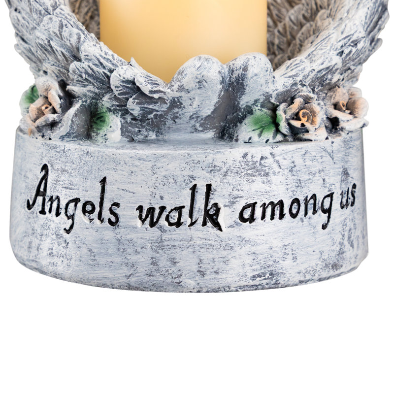 Porte-bougie sans flamme Heavenly Wings Angels Walk parmi nous - 8 po