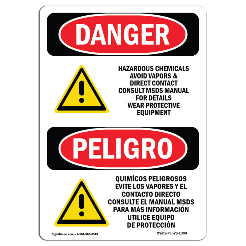 Hazardous Chemicals Avoid Vapors Sign