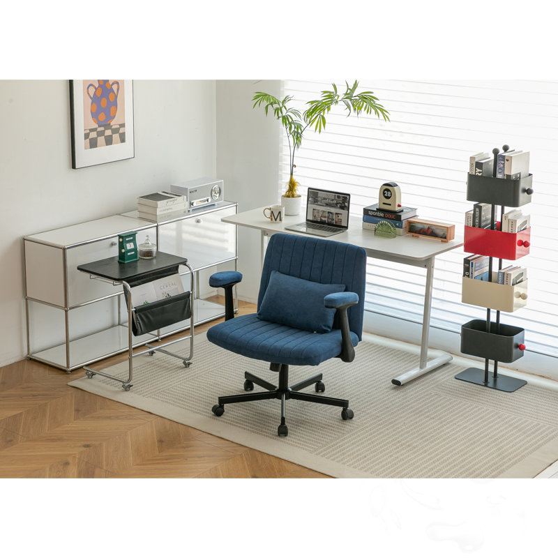 Chaise de bureau à accoudoirs avec roulettes, Blue