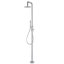 Douche d'extérieur autoportante 87,4 po H, acier inoxydable 316, nickel brossé et noir mat, double fonction chaude et froide avec tête de pluie et douchette-117330012