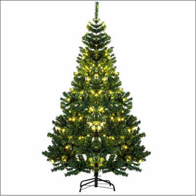 Sapin de Noël artificiel de 6 pi avec branches réalistes, 250 lumières DEL blanc chaud et 1000 pointes, vert