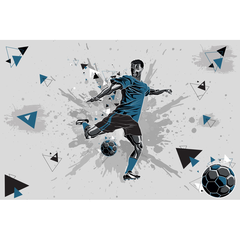 Papier peint sport Football, Bleu multicolore, L 37,92 po x l 57 po