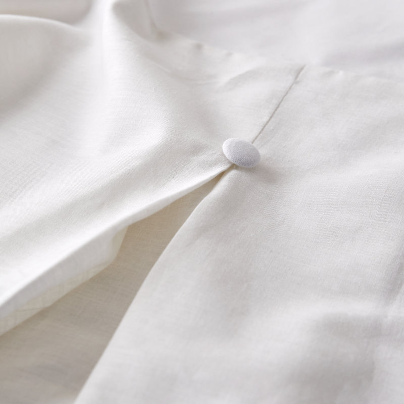 French Linen Bed Skirt Split Corner with Button Drop, Queen, White, 14
