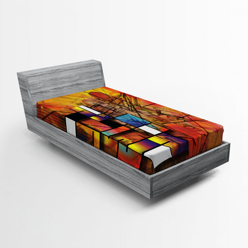 Microfiber Geometric Fitted Sheet, Twin Fitted Sheet