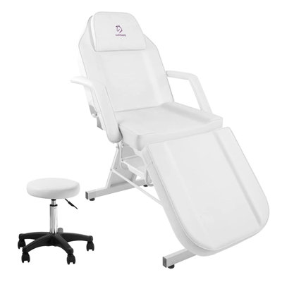  Tattoo Chair Adjustable,facial Chair Multipurpose 73 Inch Spa Facial Bed With Massage Equipment Stool For Beauty Spa Tattoo, White