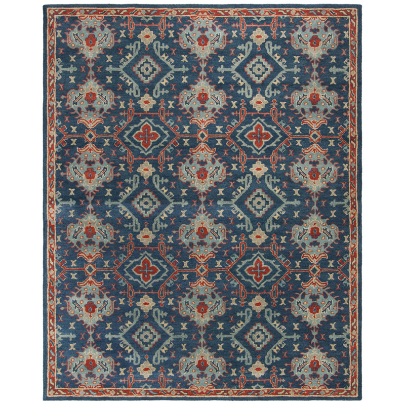 Tapis oriental en laine touffeté à la main Wahcheechee, Rectangle 7 pi x 9 pi