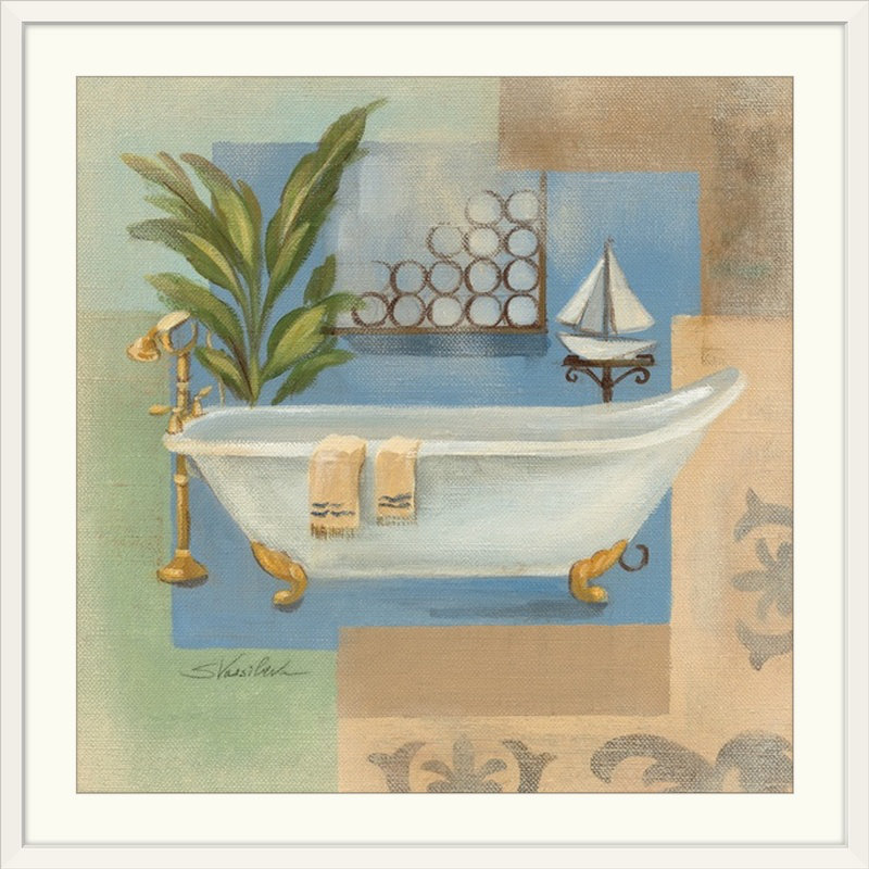 «Coastal Bathaign I» par Silvia Vassileva, reproduction d'art, H 28 x l 28 po x P 1 po, Cadre blanc