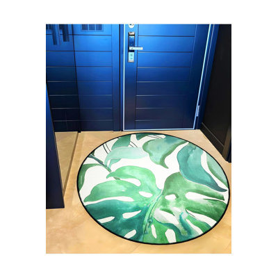 Green Leaf Patterned Woven Base Decorative Carpet