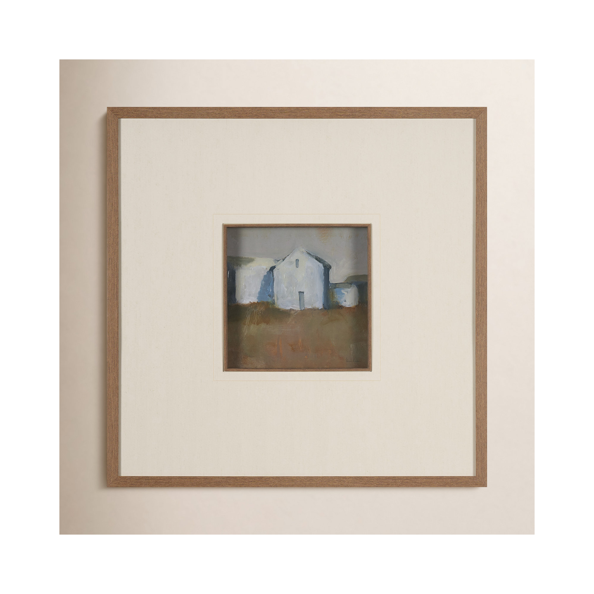 Dren View I By Studio A Hand Embellished Framed Art Print Matted Under Glass, Beige, 31.5" H x 31.5" W, Structured View I