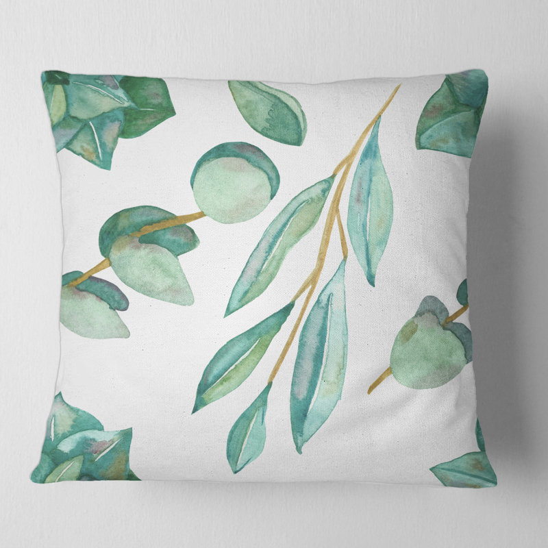 Housse et insert pour coussin carré Young Eucalyptus Leaves and Branches III, 16" x 16"