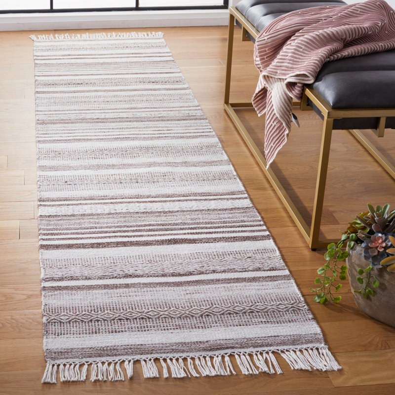 Striped Kilim Flat Weave Performance Striped Rug, Runner 2'3" x 9'