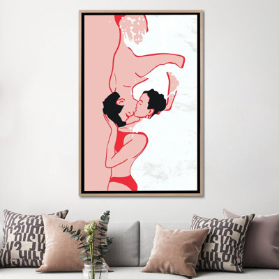 Ethereal Kiss In The Waves 1 Piece Wall Art on Canvas