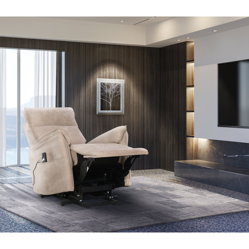 Fauteuil inclinable électrique lève-personne rembourré, 100 % polyester brun clair