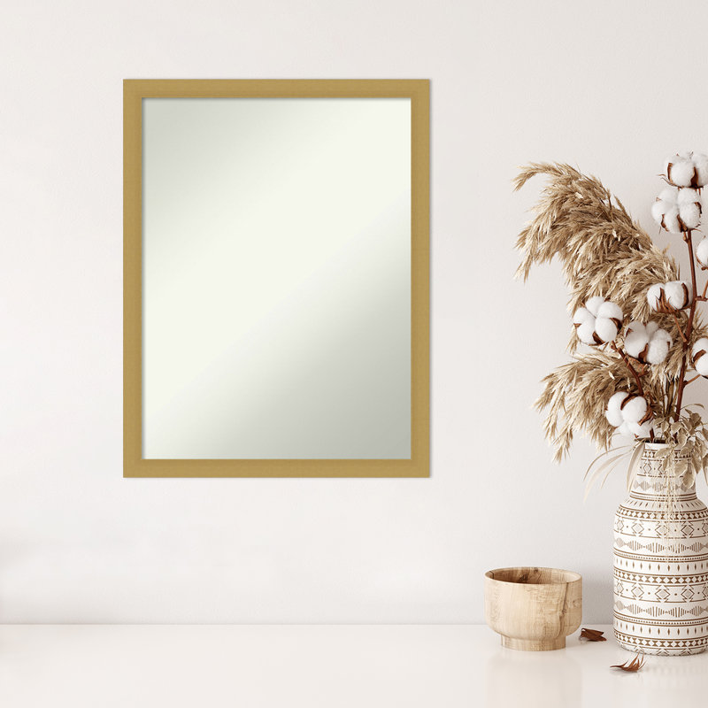 Grace Narrow Non-Beveled Wall Mirror, 26" H x 20" W, Brushed Gold
