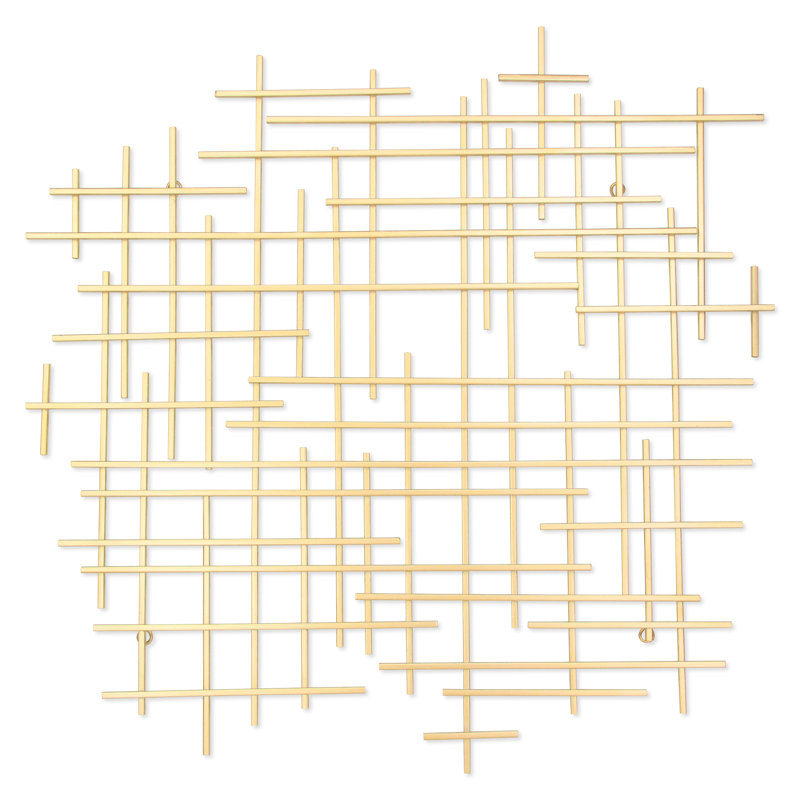 Handmade Modern Abstract Wall Decor on Metal, 30.5" H x 30.75" W x 1.25" D, Gold