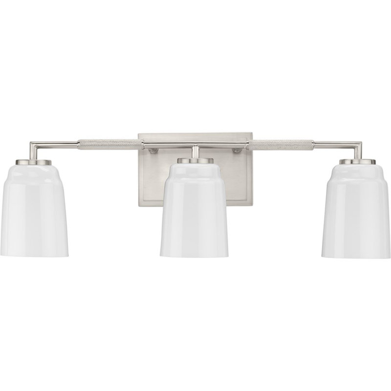 Éclairage pour meuble-lavabo industriel à trois lumières, Nickel brossé