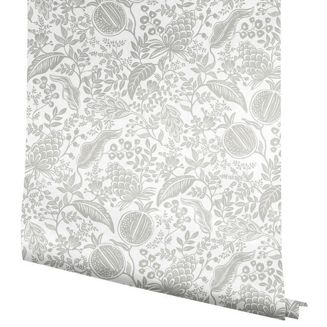 Pomegranate Wallpaper Double Roll, White/Metallic Silver