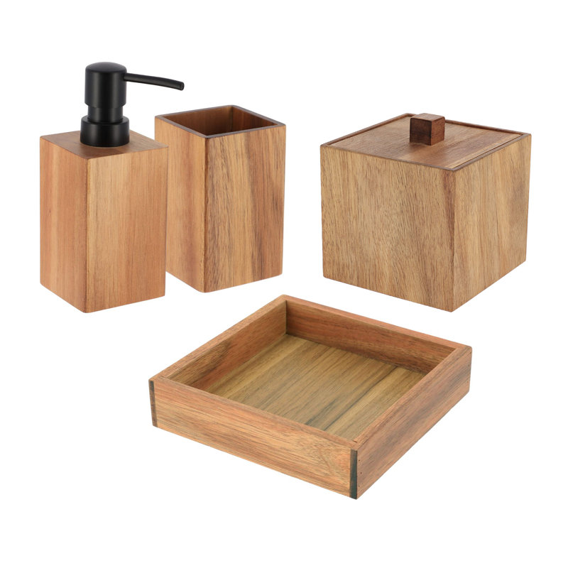 Acacia Bathroom Accessory Set 4-Pieces