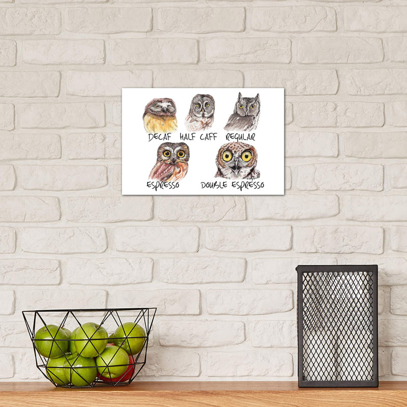 Owl Caffeine Meter by Holly Simental - Wrapped Canvas Graphic Art Print, 20.32 cm H x 30.48 cm W