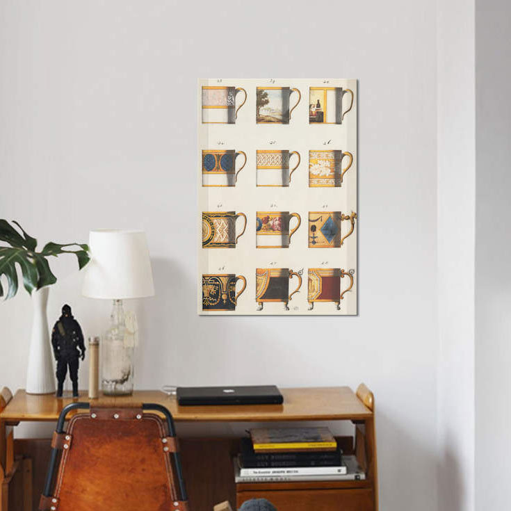 « tasses ii », impression sur toile, H 26 po x l 18 po x P 1,5 po, Pas de tapis, Toile tendue
