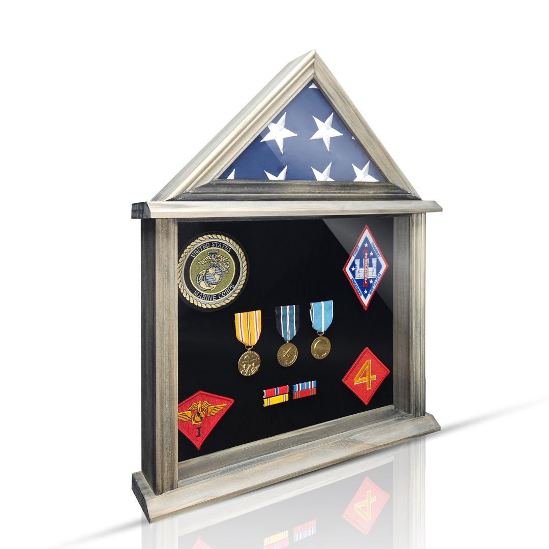 21'' H x 17'' Military Shadow Box Display- 3x5' Flag Rosalind Wheeler