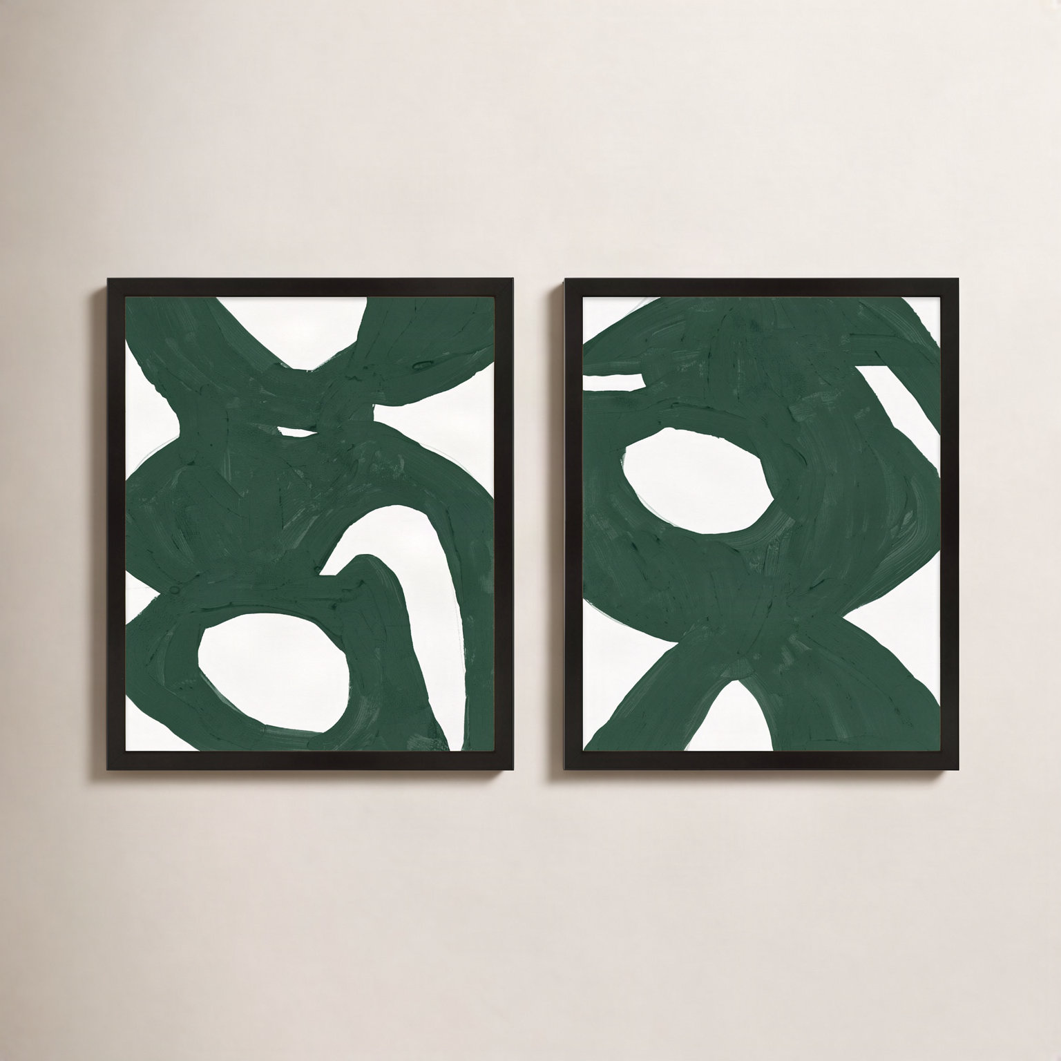 Goodall "Green Harmony" 2-Piece Painting Set, 20" H x 16" W, Black Framed