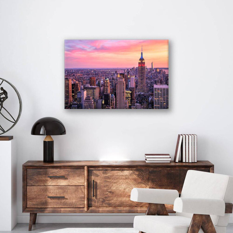Vue de NYC, impression sur toile, horizon de New York, affiche sur toile, paysage urbain de Manhattan, Acrylique sans cadre
