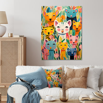 Nursery Colorful Animal Pattern III - Art mural en métal pour chambre de bébé