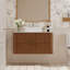 Meuble-lavabo de luxe moderne en pierre frittée 36 po 36 po, lavabo mural avec deux tiroirs et poignée dorée, lavabo doré-953022449