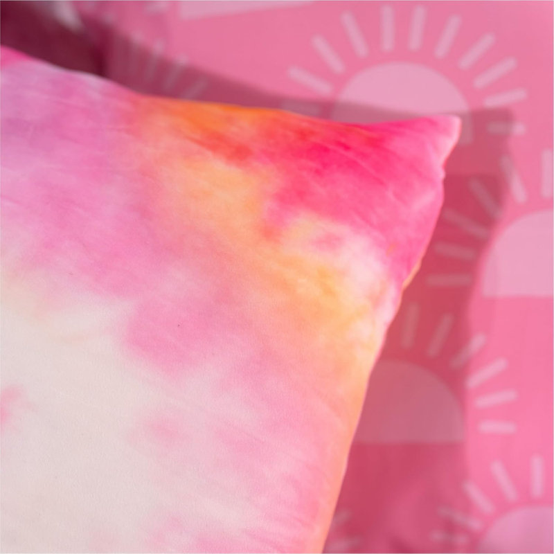 Coussin décoratif Urban Lifestyle Tie Dye Moonlight, Blanc / Rose